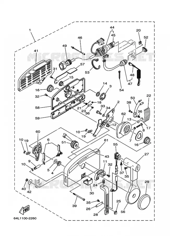 AFSTANDSBEDIENING Yamaha OUTBOARD ENGINES 50hp (36.8kW) 2006 F50  F50TLR