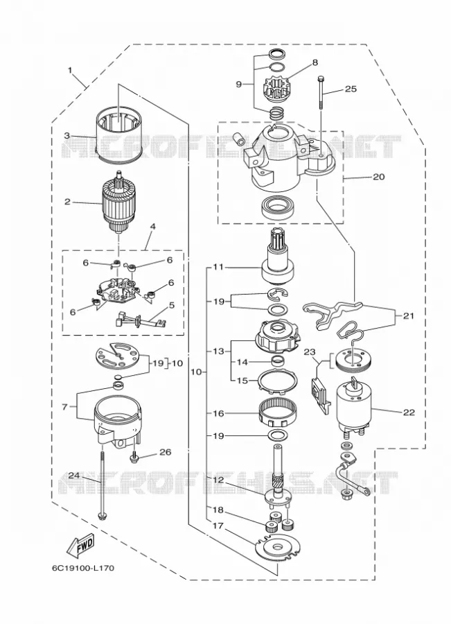 STARTMOTOR Yamaha OUTBOARD ENGINES 50hp (36.8kW) 2018 F50  F50HEDL