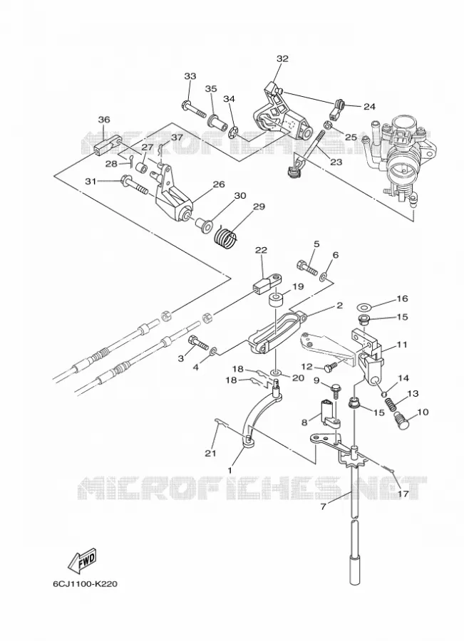 GASBEDIENING Yamaha OUTBOARD ENGINES 70hp (51.5kW) 2014 F70  F70AETL