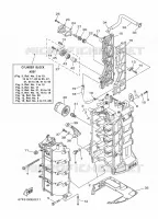 CILINDER / CARTERDELEN 1 voor Yamaha F80A Electric Starter, Remote Control, Power Trim & Tilt, Shaft 20