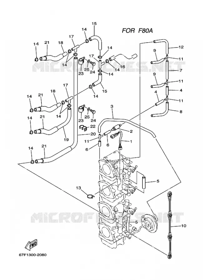 CARBURATEUR 2 Yamaha OUTBOARD ENGINES 80hp (55.2kW) 2003 F80  F80AETL