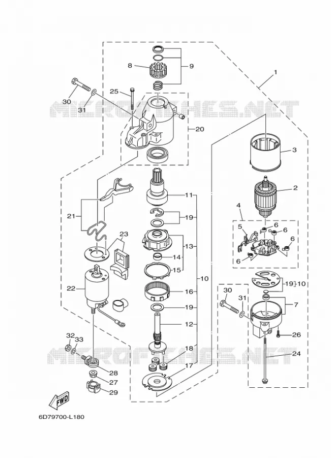 STARTMOTOR Yamaha OUTBOARD ENGINES 80hp (55.2kW) 2015 F80  F80BETL