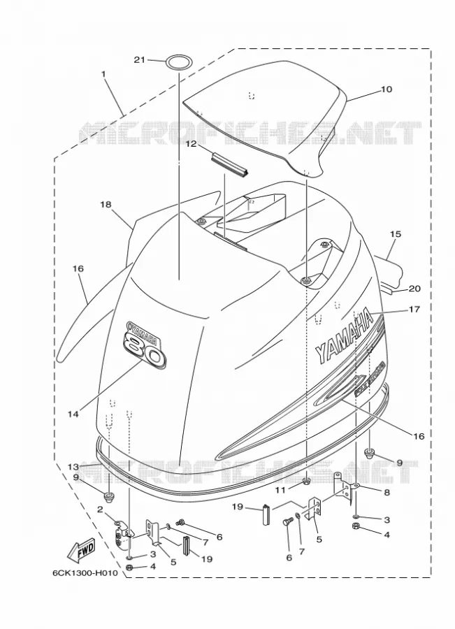 BOVENKAP Yamaha OUTBOARD ENGINES 80hp (55.2kW) 2009 F80  F80CEDL