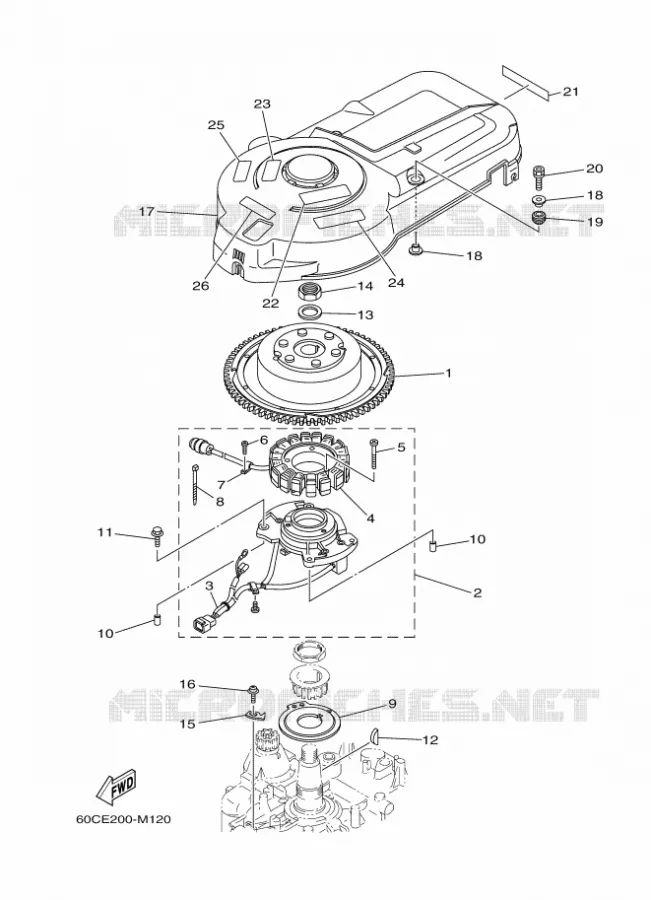 DYNAMO Yamaha OUTBOARD ENGINES 100hp (73.6kW) 2015 F100  F100BETL