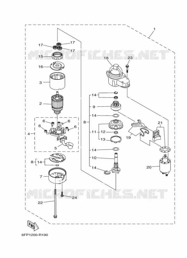 STARTMOTOR Yamaha OUTBOARD ENGINES 100hp (73.6kW) 2019 F100  F100FETL