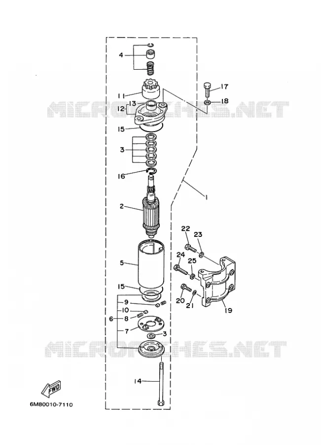 STARTMOTOR Yamaha OUTBOARD ENGINES 6hp (4.4kW) 2001 6  6C