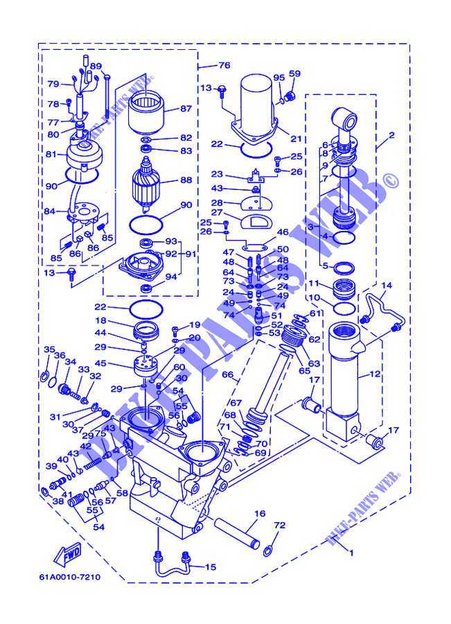 KANTELSYSTEEM voor Yamaha 250A Electric Starter, Remote Control, Power Trim& Tilt, Oil injection 2001