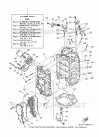 CILINDER / CARTERDELEN 1 voor Yamaha F225F Electric Starter, Remote Control, Power Trim & Tilt, Shaft 25