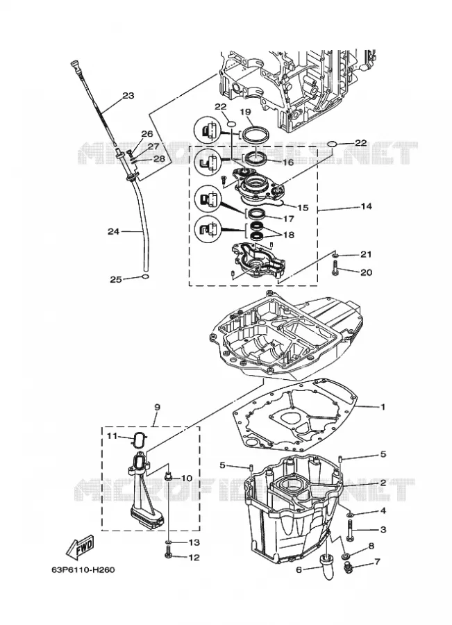 VENTILATEUR D'HUILE Yamaha OUTBOARD ENGINES 150hp (110.3kW) 2009 LF150  LF150TXR-2009