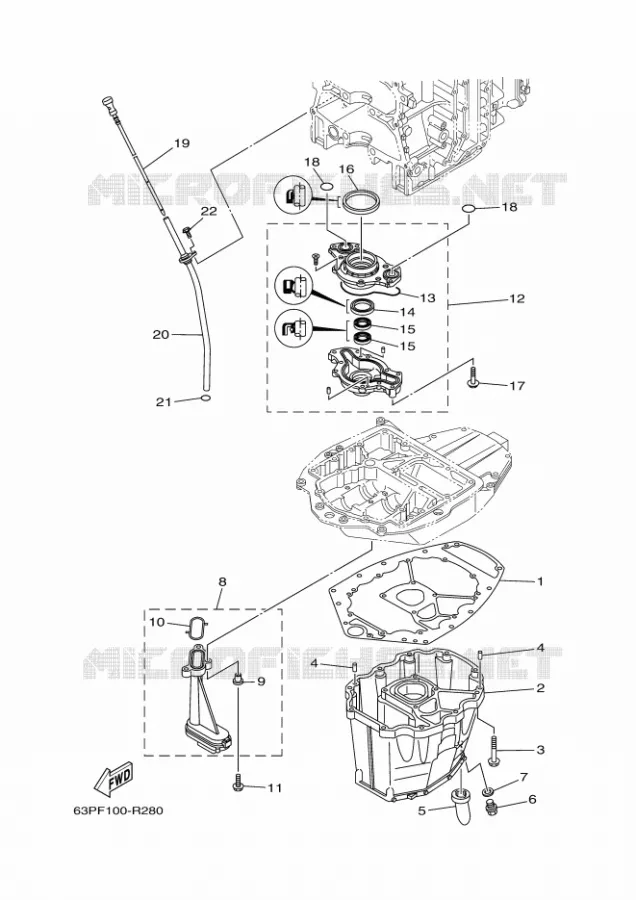VENTILATEUR D'HUILE Yamaha OUTBOARD ENGINES 150hp (110.3kW) 2017 LF150  LF150B GRAPHIC SET