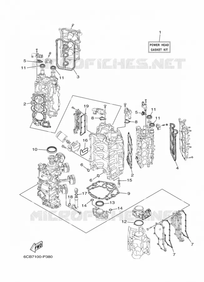 REPARATIESET 1 Yamaha OUTBOARD ENGINES 300hp (220.6kW) 2017 LF300  LF300XCA-2017