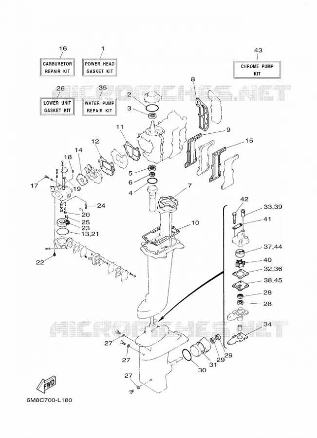 REPARATIESET  Yamaha OUTBOARD ENGINES 8hp (5.9kW) 2012 8  8CMHS