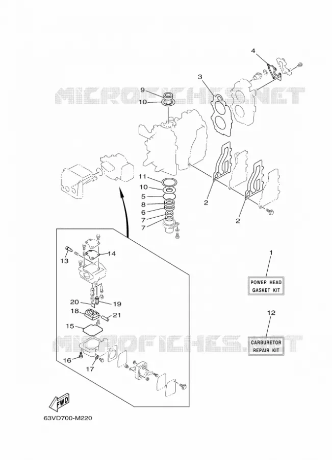 REPARATIESET 1 Yamaha OUTBOARD ENGINES 9.9hp (7.3kW) 2014 9.9  9.9FMHS