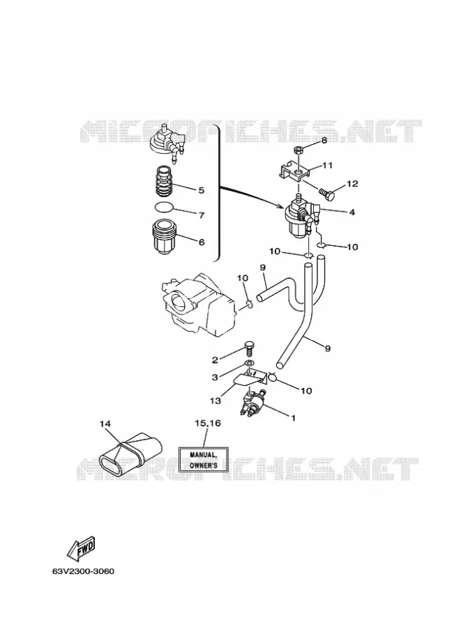 CARBURATEUR  Yamaha OUTBOARD ENGINES 9.9hp (7.3kW) 2011 9.9  9.9FMHS
