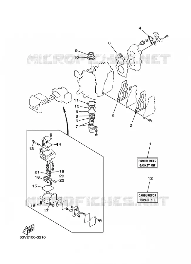 REPARATIESET 1 Yamaha OUTBOARD ENGINES 9.9hp (7.3kW) 2011 9.9  9.9FMHS