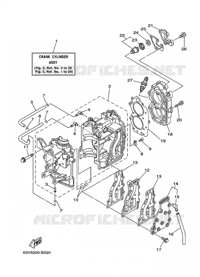 CILINDER / CARTERDELEN Yamaha OUTBOARD ENGINES 9.9hp (7.3kW) 2010 9.9  9.9FMHS