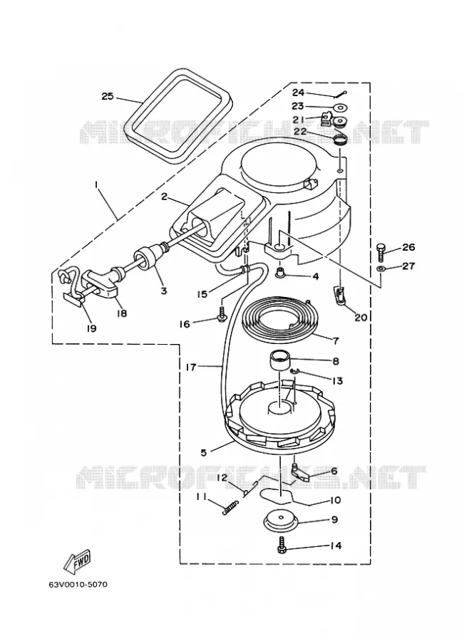 STARTMOTOR Yamaha OUTBOARD ENGINES 9.9hp (7.3kW) 2001 9.9  9.9F