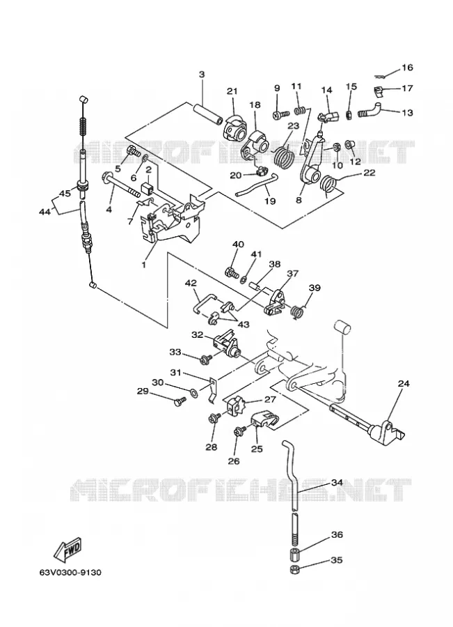 GASBEDIENING Yamaha OUTBOARD ENGINES 9.9hp (7.3kW) 1999 9.9  9.9F