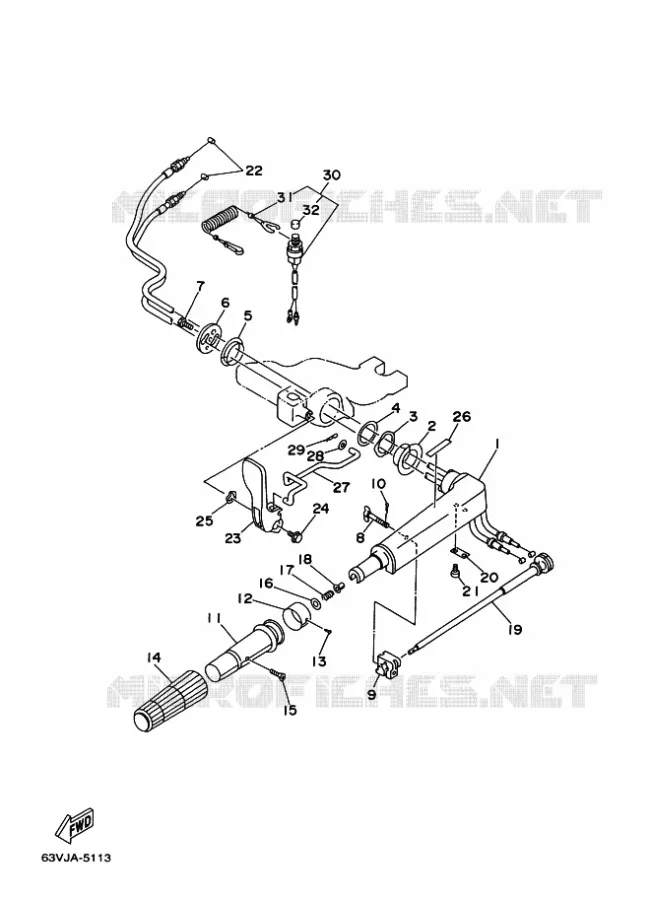STUUR Yamaha OUTBOARD ENGINES 9.9hp (7.3kW) 1999 9.9  9.9F
