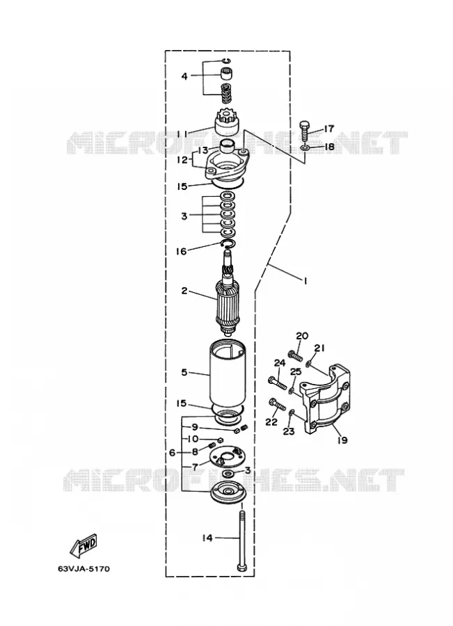 STARTMOTOR Yamaha OUTBOARD ENGINES 9.9hp (7.3kW) 1998 9.9  9.9F