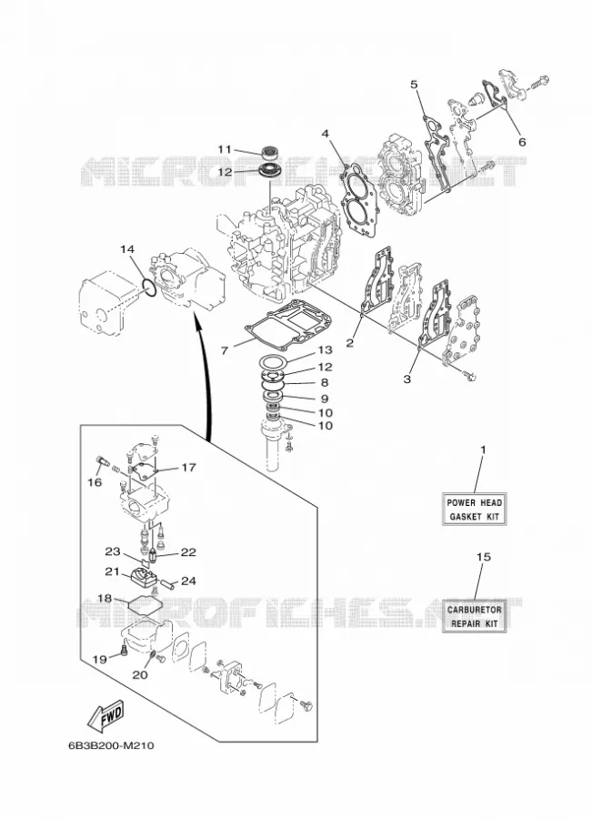 REPARATIESET 1 Yamaha OUTBOARD ENGINES 15hp (11.0kW) 2016 E15  E15D