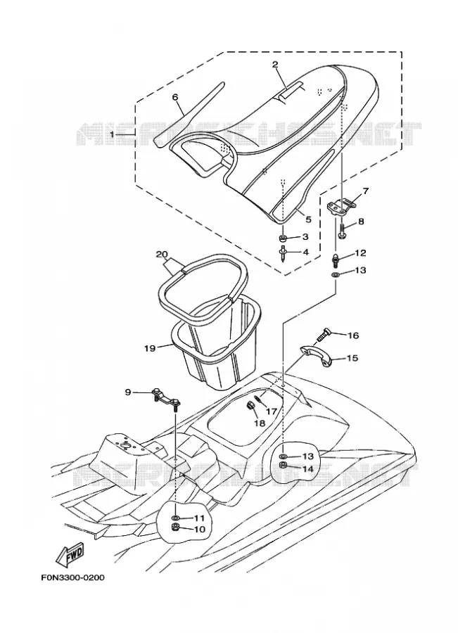 ZADEL / VERGRENDELING Yamaha WAVERUNNER 800 2000 JET  JET FOR WB800