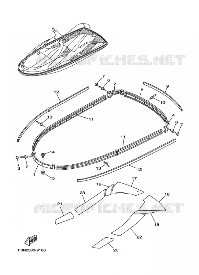 GUNWALE & MAT Yamaha WAVERUNNER 800 2000 JET  JET FOR WB800