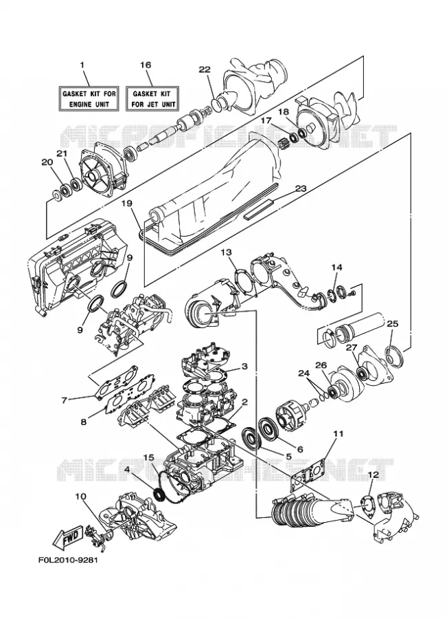 REPARATIESET 1 Yamaha WAVERUNNER 800 2000 JET  JET FOR WB800