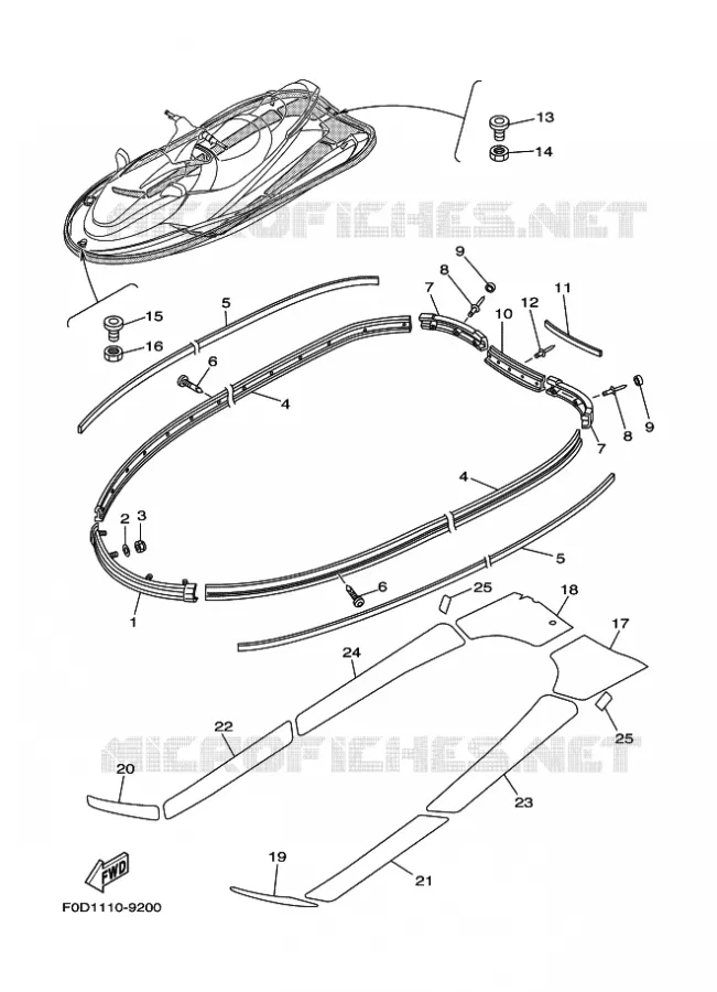 GUNWALE & MAT Yamaha WAVERUNNER 800 2001 JET  JET FOR XA800