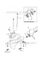 DEKSEL EN TRANSMISSIE PROPELLERS 2 voor Yamaha E15D Enduro, Manual Starter, Tiller Handle, Manual Tilt, Pre-Mixing 2003