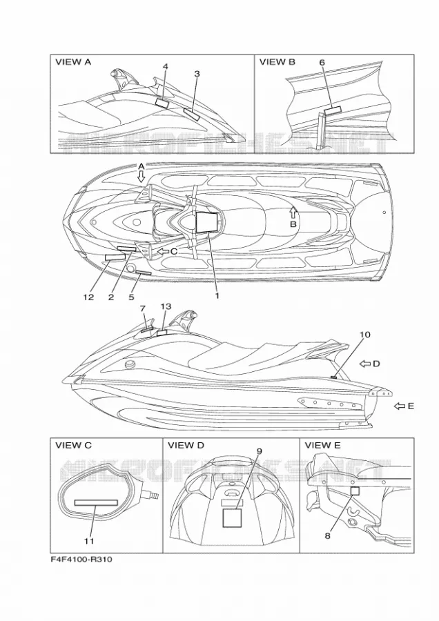 LABEL Yamaha WAVERUNNER 1050 2016 VX1050E-R  VX1050E-R