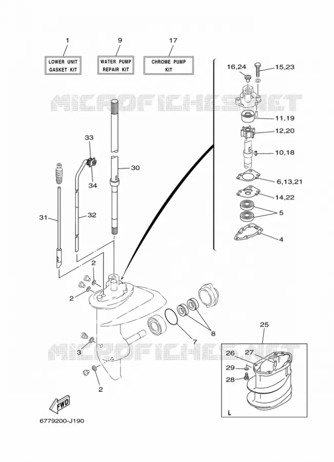 REPARATIESET 2 Yamaha OUTBOARD ENGINES 8hp (5.9kW) 2012 E8  E8DMHL