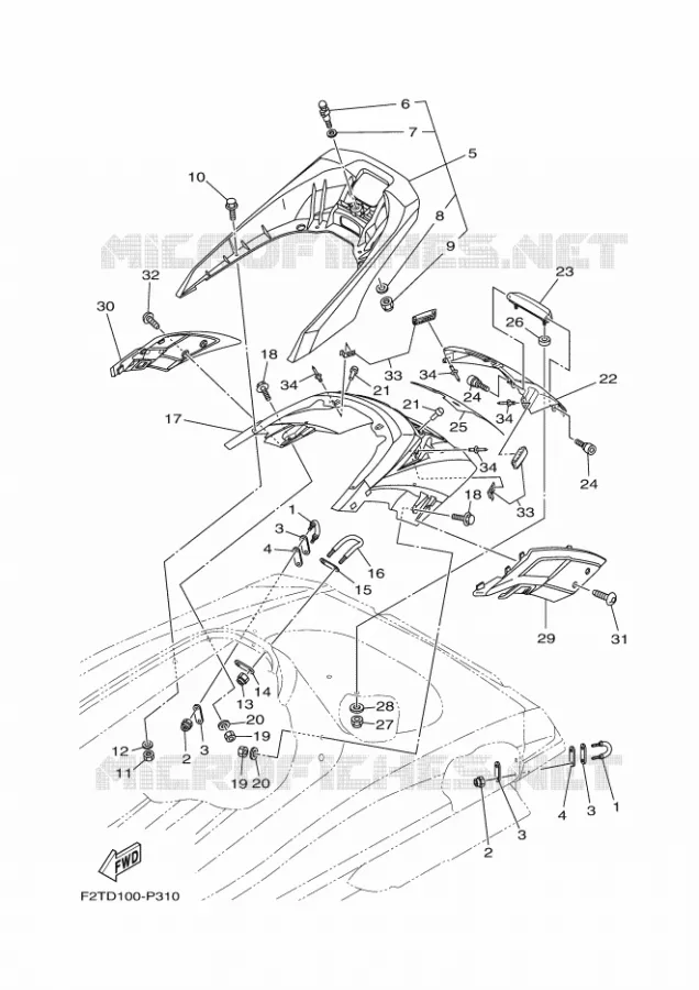 ZADEL / VERGRENDELING 2 Yamaha WAVERUNNER 1800 2018 FX  FB1800-T