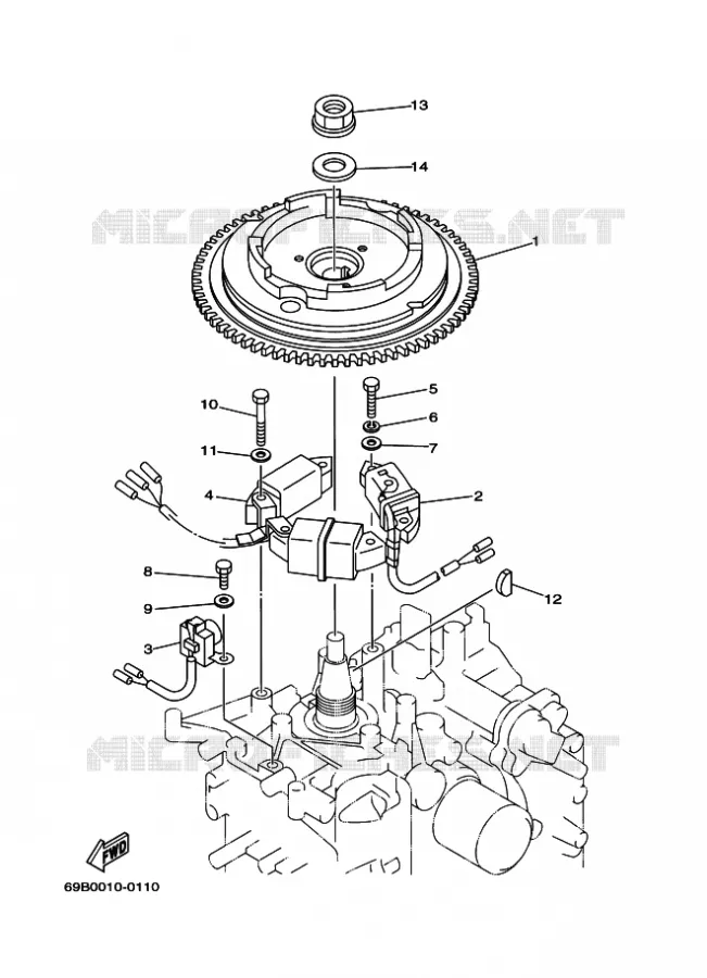 DYNAMO Yamaha OUTBOARD ENGINES 15hp (11.0kW) 2004 F15  F15PLRC