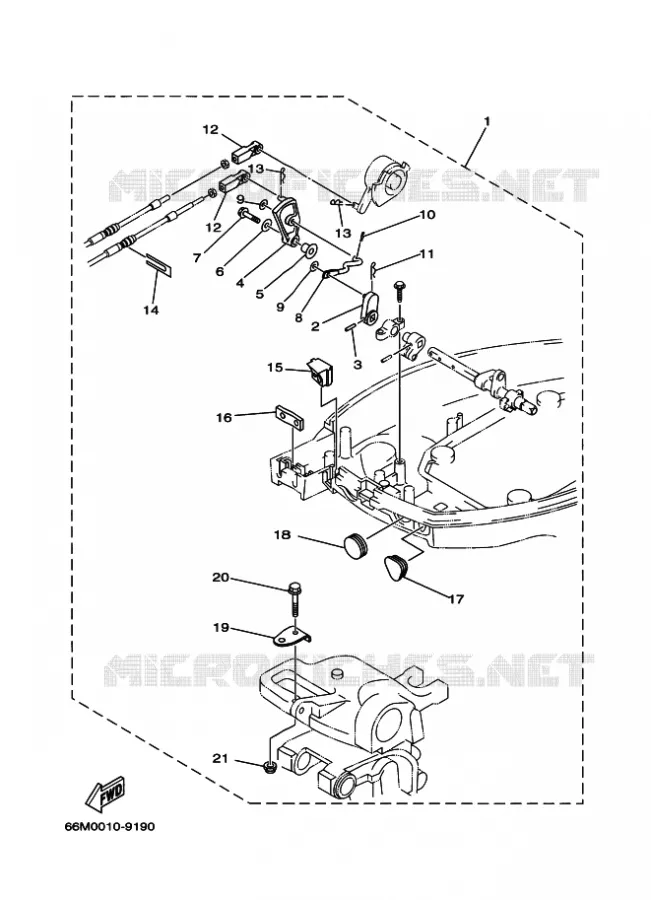 AFSTANDSBEDIENING Yamaha OUTBOARD ENGINES 15hp (11.0kW) 2003 F15  F15AMHS