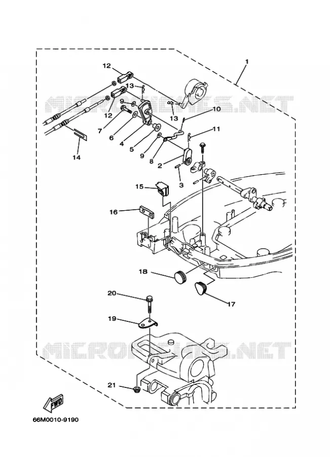 AFSTANDSBEDIENING Yamaha OUTBOARD ENGINES 15hp (11.0kW) 2003 F15  F15AMHS