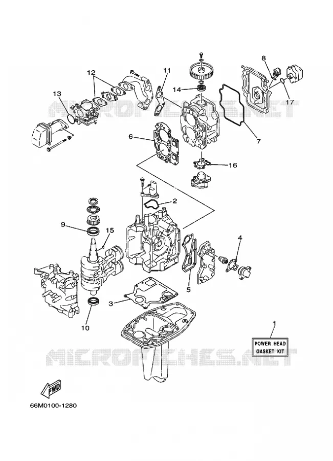 REPARATIESET 1 Yamaha OUTBOARD ENGINES 15hp (11.0kW) 2003 F15  F15AEHS