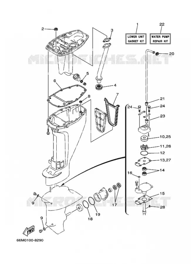 REPARATIESET 3 Yamaha OUTBOARD ENGINES 15hp (11.0kW) 2003 F15  F15AEHS