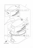 KUIP BOVENSTE voor Yamaha F15C Manual Starter, Tiller Handle, Manual Tilt, Shaft 15