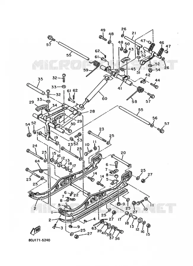 SPOOR OPHANGING 2 Yamaha snowmobiles 250 1990 BRAVO  BR250TSP