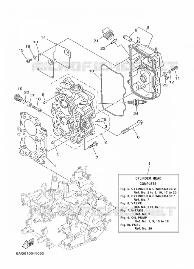 CILINDER / CARTERDELEN 2 Yamaha OUTBOARD ENGINES 15hp (11.0kW) 2014 F15  F15CMHL
