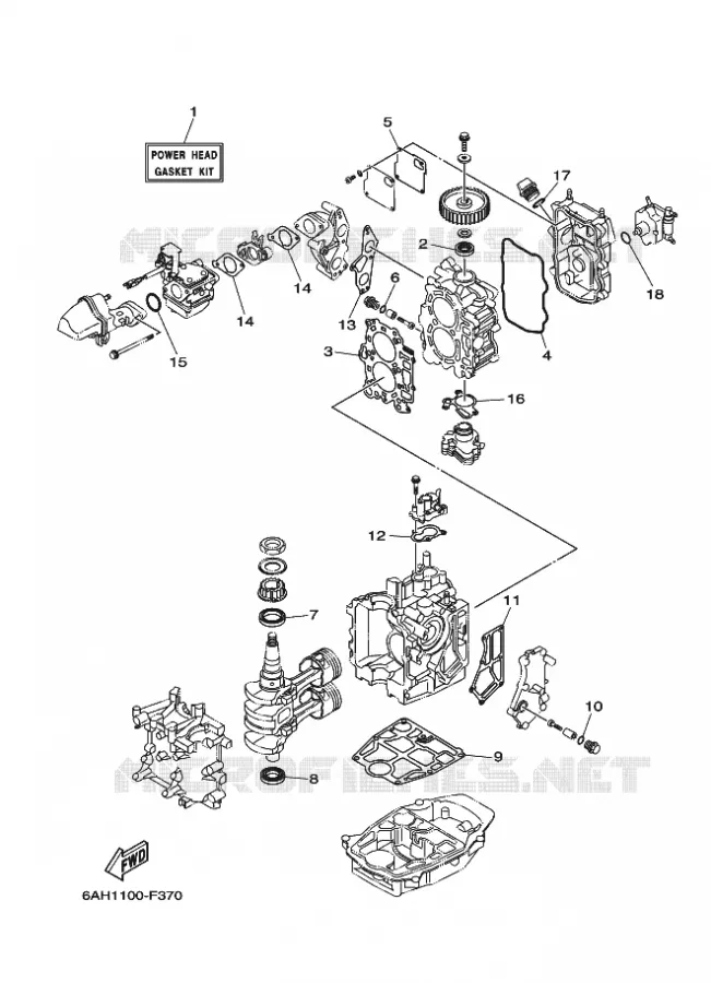 REPARATIESET 1 Yamaha OUTBOARD ENGINES 15hp (11.0kW) 2014 F15  F15CEHL