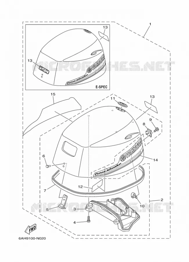 KUIP BOVENSTE Yamaha OUTBOARD ENGINES 15hp (11.0kW) 2014 F15  F15CES