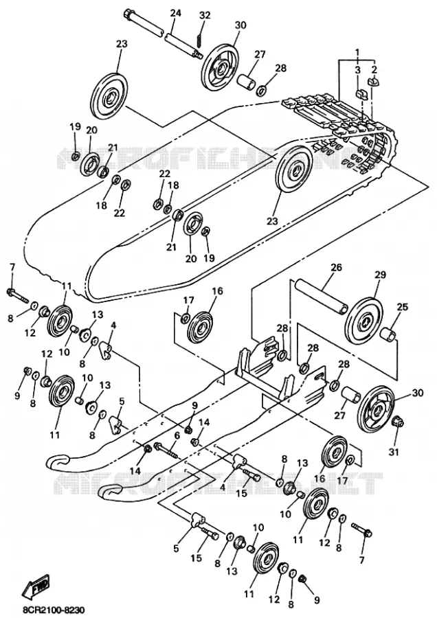 SPOOR OPHANGING 1 Yamaha snowmobiles 500 1999 VMAX  VX500SX