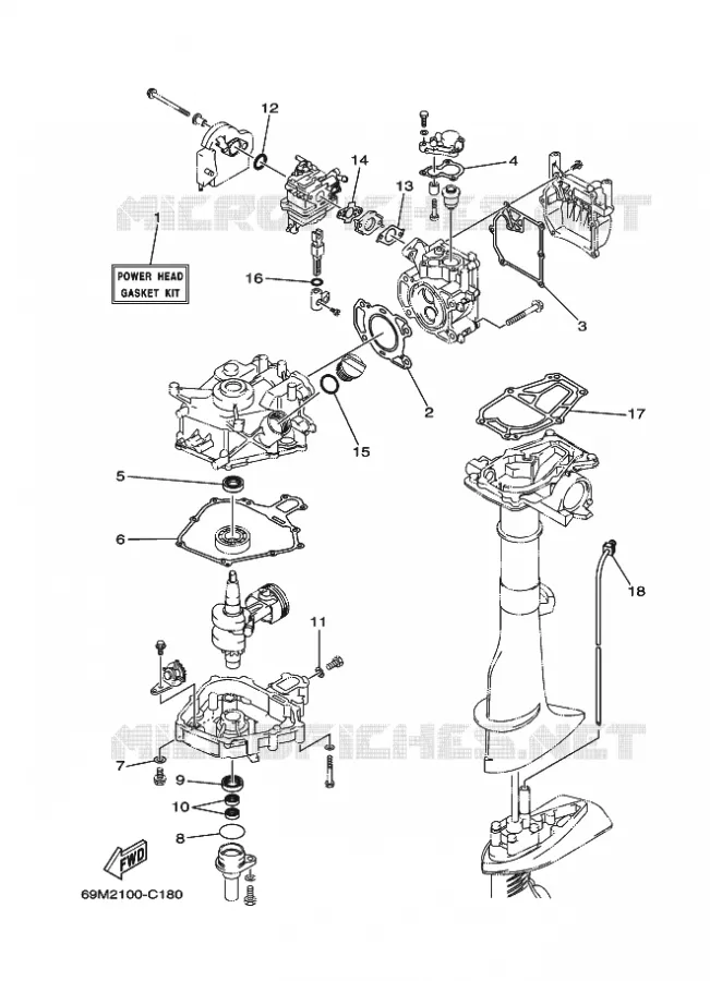 REPARATIESET 1 Yamaha OUTBOARD ENGINES 2.5hp (1.8kW) 2012 F2.5  F2.5AMHS