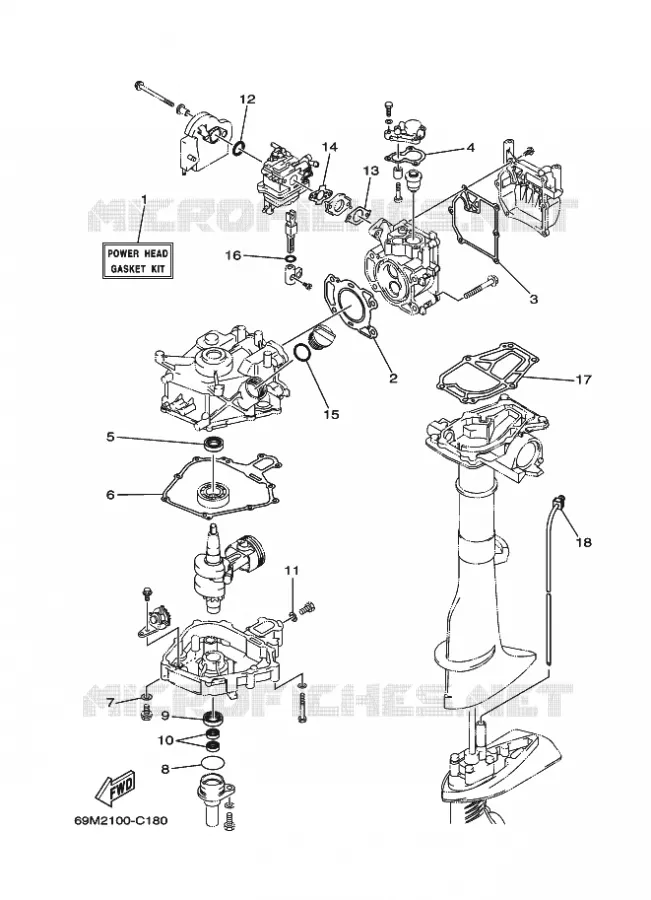 REPARATIESET 1 Yamaha OUTBOARD ENGINES 2.5hp (1.8kW) 2010 F2.5  F2.5AMHL