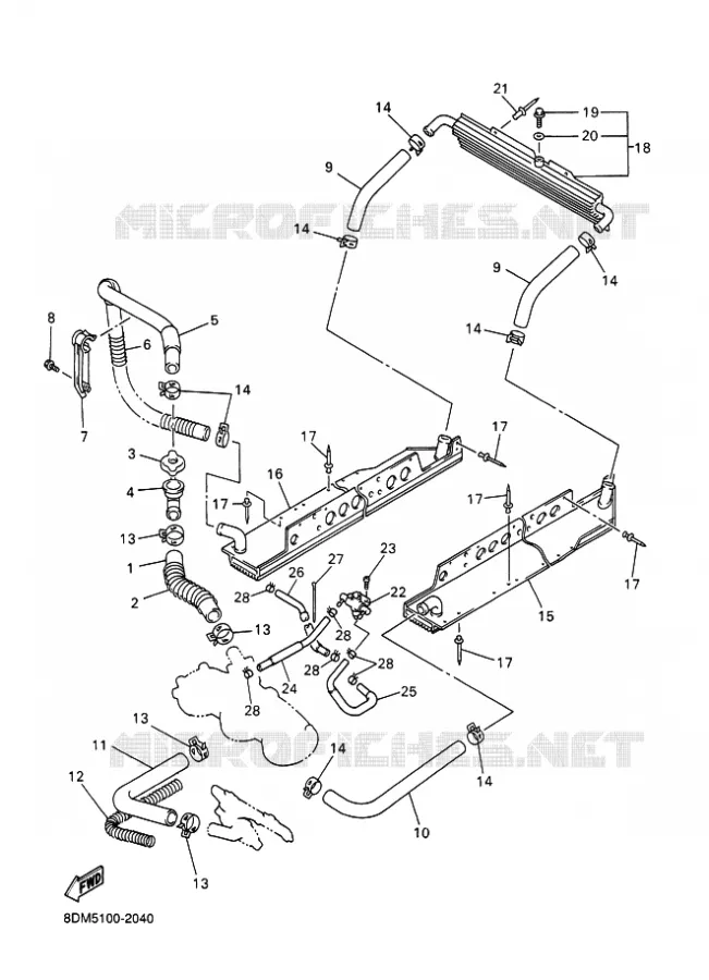 RADIATEUR / SLANG Yamaha snowmobiles 700 2003 VENTURE  VT700