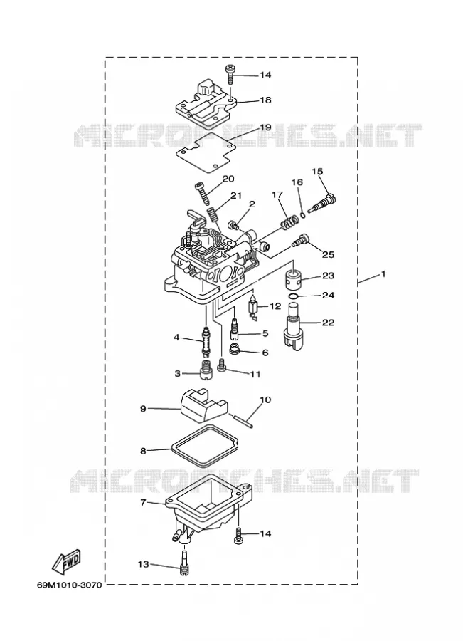 CARBURATEUR  Yamaha OUTBOARD ENGINES 2.5hp (1.8kW) 2004 F2.5  F2.5MSHC