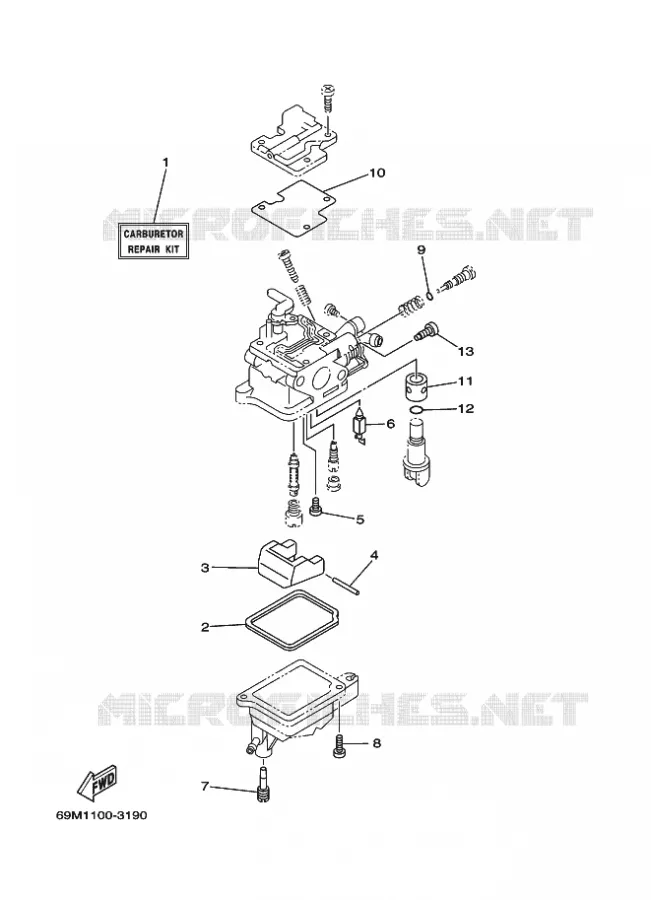 REPARATIESET 2 Yamaha OUTBOARD ENGINES 2.5hp (1.8kW) 2004 F2.5  F2.5MSHC