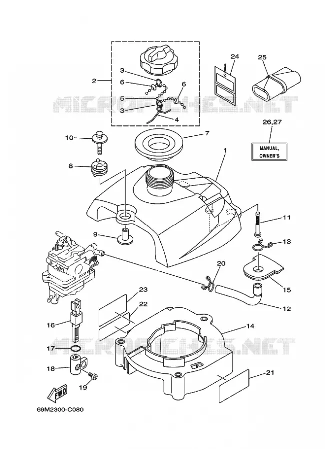 CARBURATEUR  Yamaha OUTBOARD ENGINES 2.5hp (1.8kW) 2004 F2.5  F2.5MSHC